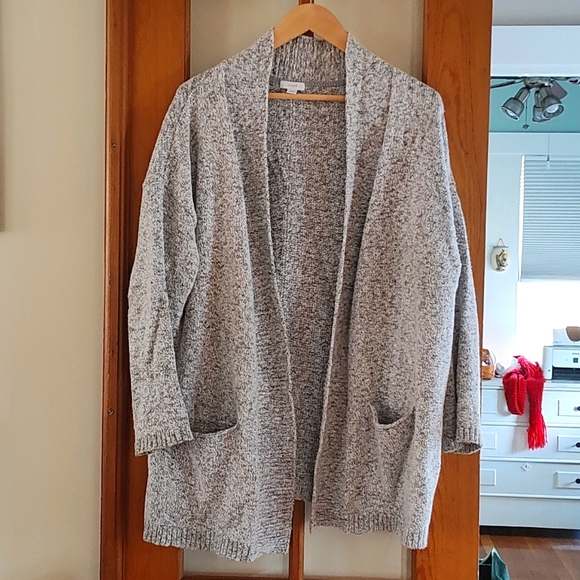 Light Gray Open Front Sweater Cardigan - Picture 1 of 4
